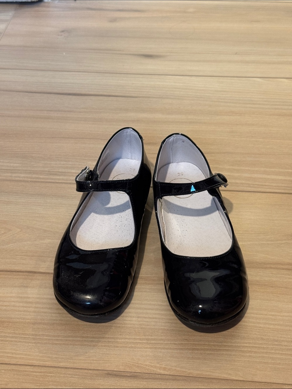 Girls' Black Patent Mary Jane Dress Shoes with Hook-and-Loop Strap